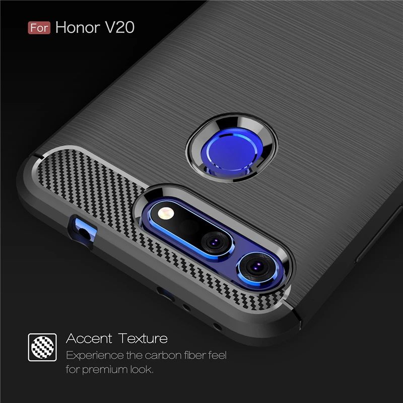 Чехол из углеродного волокна Wolfsay для Huawei Honor View 20 резиновый бампер силиконовый