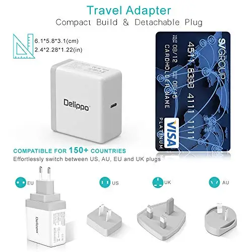 Зарядное устройство Delippo 65 Вт для ноутбука HP Elite X2 Samsung Tabpro s XIAOMI Google|laptop adapter|laptop