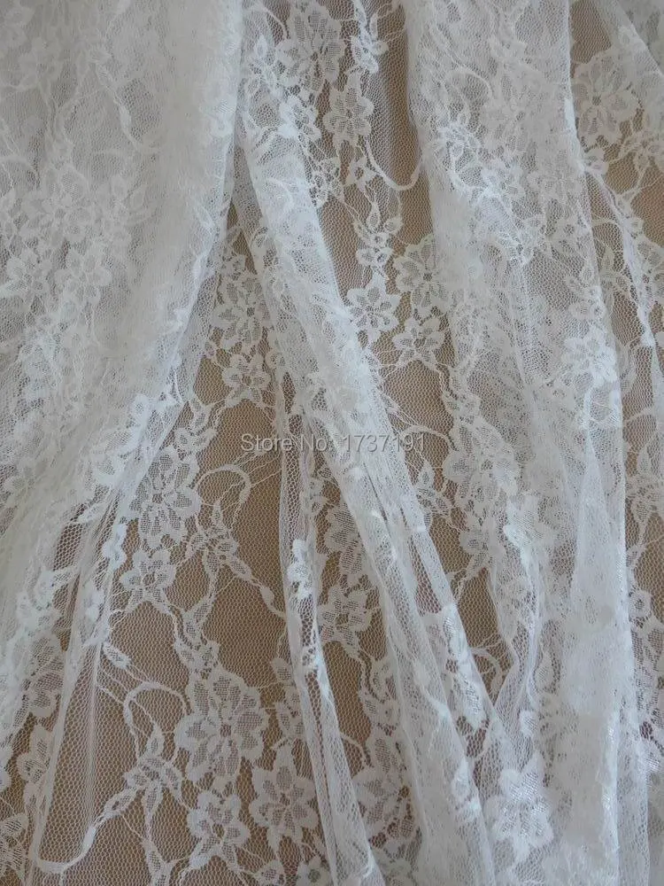 White fabric beautiful allover stretch lace sheer floral elastic by the yard | Дом и сад
