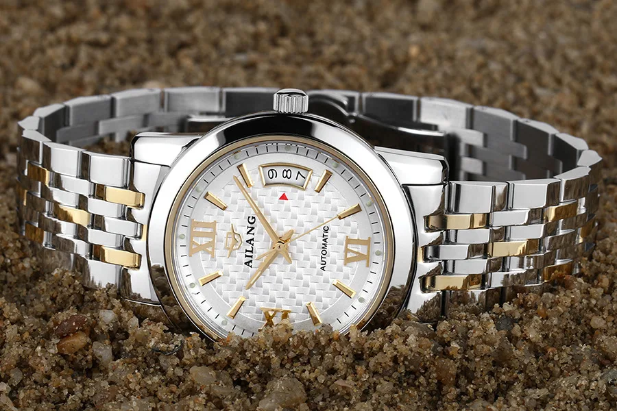 

Businessmen Fashion Full Steel Clock Auto Mechanical Men Calendar Dress Watches Original AILANG Relojes 30M Waterproof NW3313