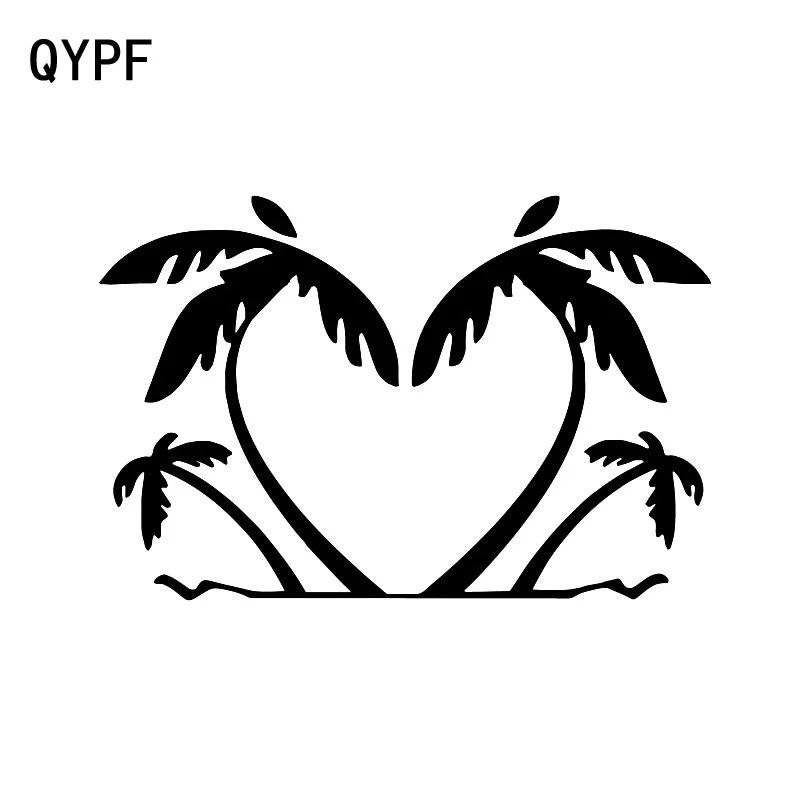 

QYPF, 15,4 см * 10,3 см, в форме сердца, с изображением четырех деревьев, улучшенная Виниловая наклейка для автомобиля, яркая Наклейка на окно, фотог...