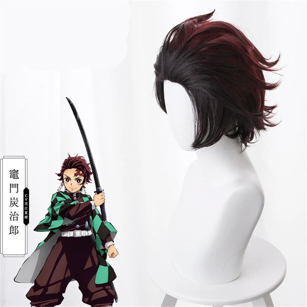 Демон убийца: Kimetsu no Yaiba Tanjiro Kamado короткие каштановые коричневые термостойкие