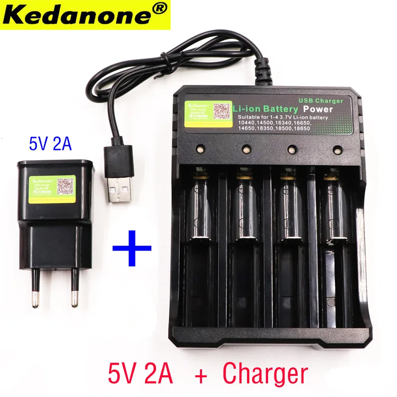 1Charger 5V2Acharger Высокая производительность 18650 Батарея 3,7 в 9900 мАч перезаряжаемый литий-ионный аккумулятор Батарея для светодиодный фонарик и зарядное устройство USB - Цвет: 1Charger 5V2Acharger