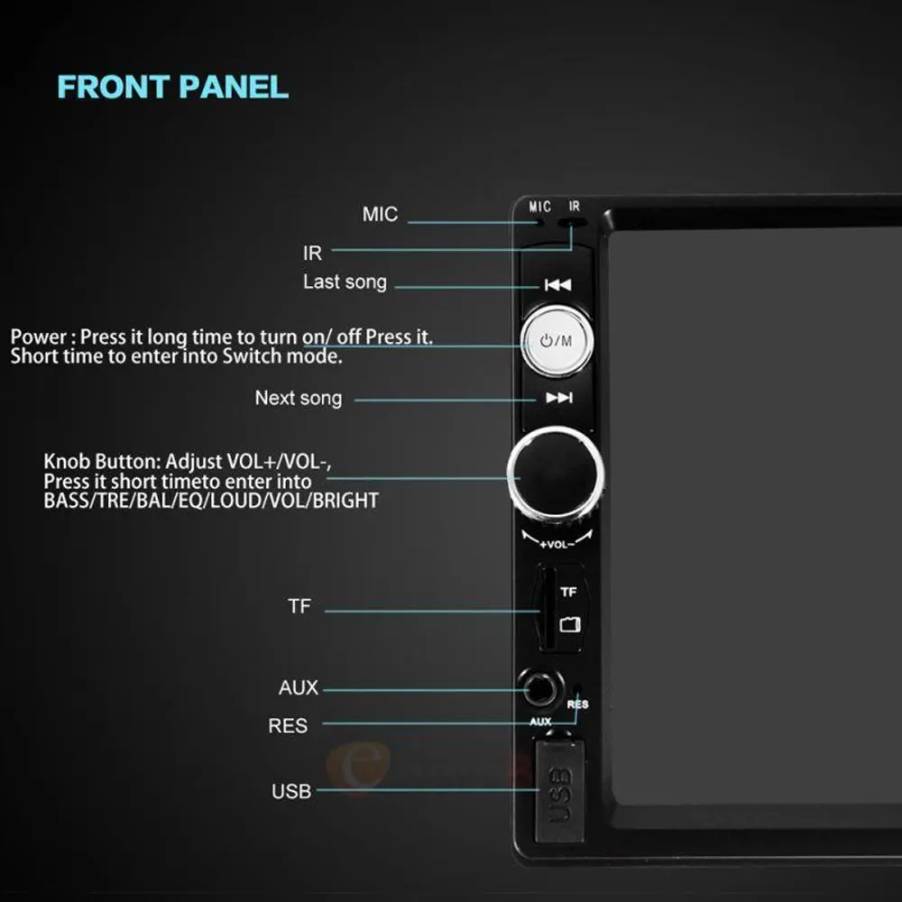 Автомобильный комплект FM Hands Free USB 2 0 Премиум AUX сенсорный экран 1080 P DC 12 В в HD Bluetooth