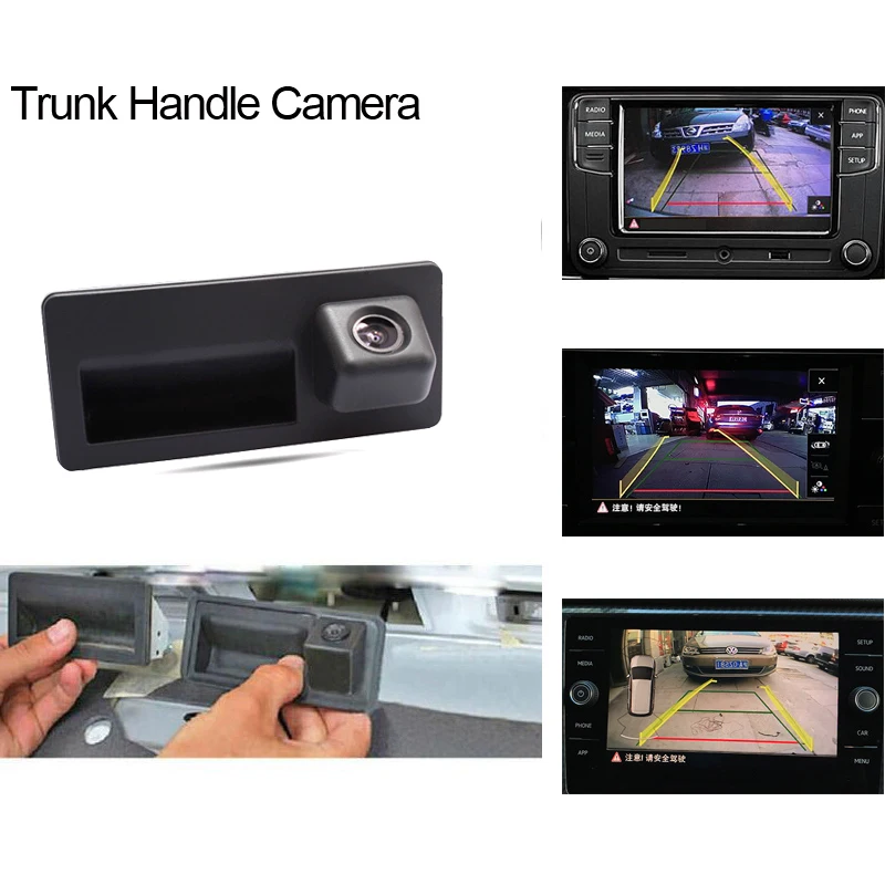 RCD330 Car Trunk Handle Rear View Camera For Audi VW MQB PQ MIB Stereo Monitor Support Data Trajectory Line . Not need CANBUS | Автомобили