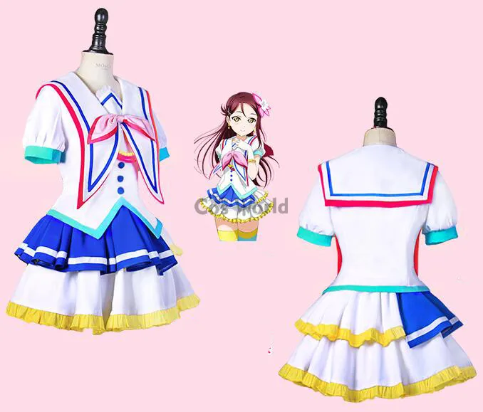Милый! Солнечный свет! Aqours Jumping Heart Sakurauchi Riko Костюм Форма моряка платье наряд Аниме
