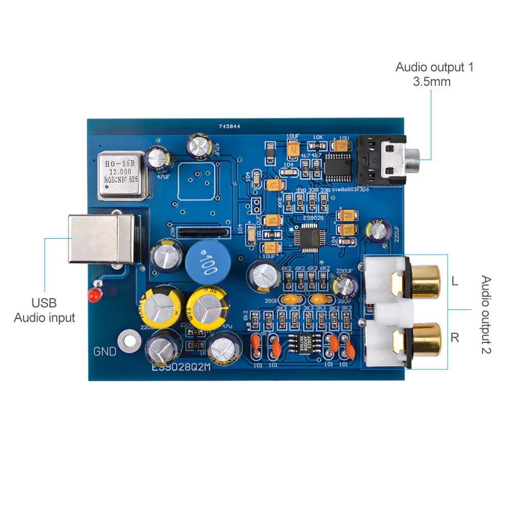 AIYIMA ES9028Q2M SA9023 USB ЦАП Декодер плата Звуковая карта Поддержка 24Bit 92k для аудио