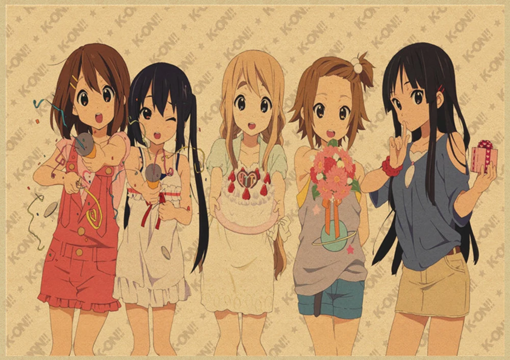 K-ON плакат из крафт-бумаги стикер стены японского аниме плакат из крафт-бумаги s домашний декор комнаты крафт-бумаги наклейки на стену - Цвет: Тёмно-синий