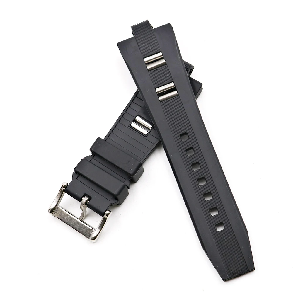 Rolamy 26x9mm Watch Band Strap Silicone RubberHigh Quality Waterproof Black Replacement Watchband Watch Strap Belt Wholesale