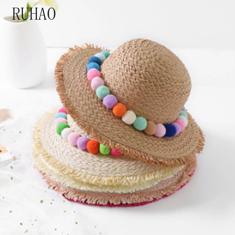 RUHAO новые детские солнцезащитные шляпы летняя цветная шапка в повседневном стиле