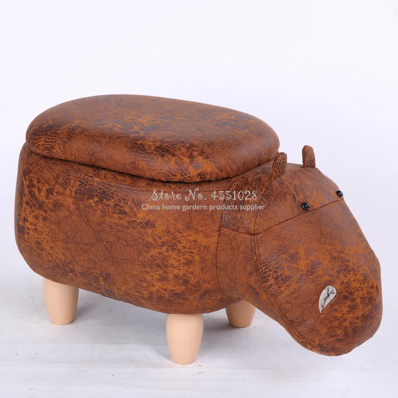 Стул дубовый в форме животного креативный табурет хиппота динозавра из массива