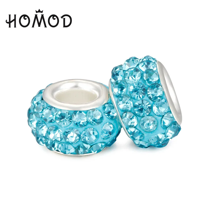 

HOMOD Fashion 19 Colors DIY Resin Rhinestones Beads Fits PandoraFits Brand Charms Bracelets Necklaces European jewelry making