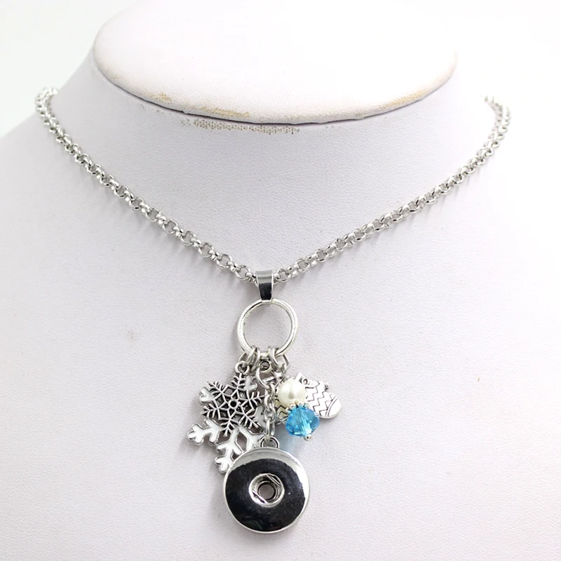 10 шт. ожерелье с кнопкой 18 мм оснастки ювелирные изделия зимние перчатки Подвеска из снежинок ожерелье Снежинка ювелирный воротник