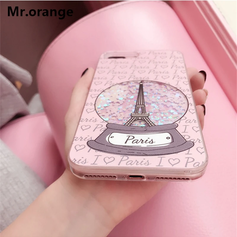 Модный милый чехол с сияющими блестками в виде Эйфелевой башни Парижа для iphone 7 8