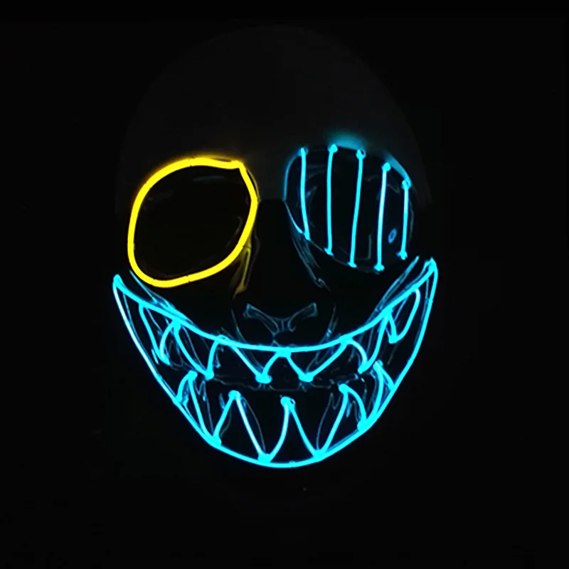 Flashing Toy EL Wire Mask Battery Operated Masquerade Clown LED Neon Light for Glowing Dance Carnival Party Halloween Masks | Освещение