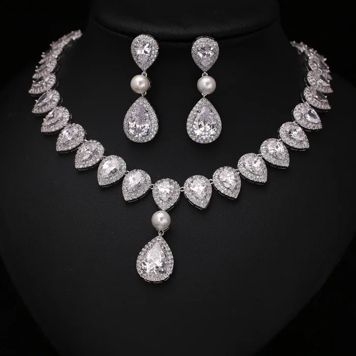 Модные наборы ювелирных изделий Королевского синего цвета в форме сердца со