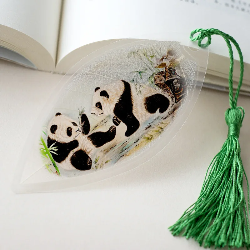Freeshipping panda печати вена листа закладку водонепроницаемый Китайский стиль