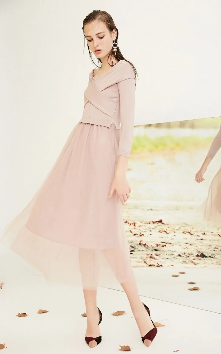 Vero Moda трикотажные Gauzy Splice 3/4 рукава Макси/длинное платье Вечерние платья | 31837C530