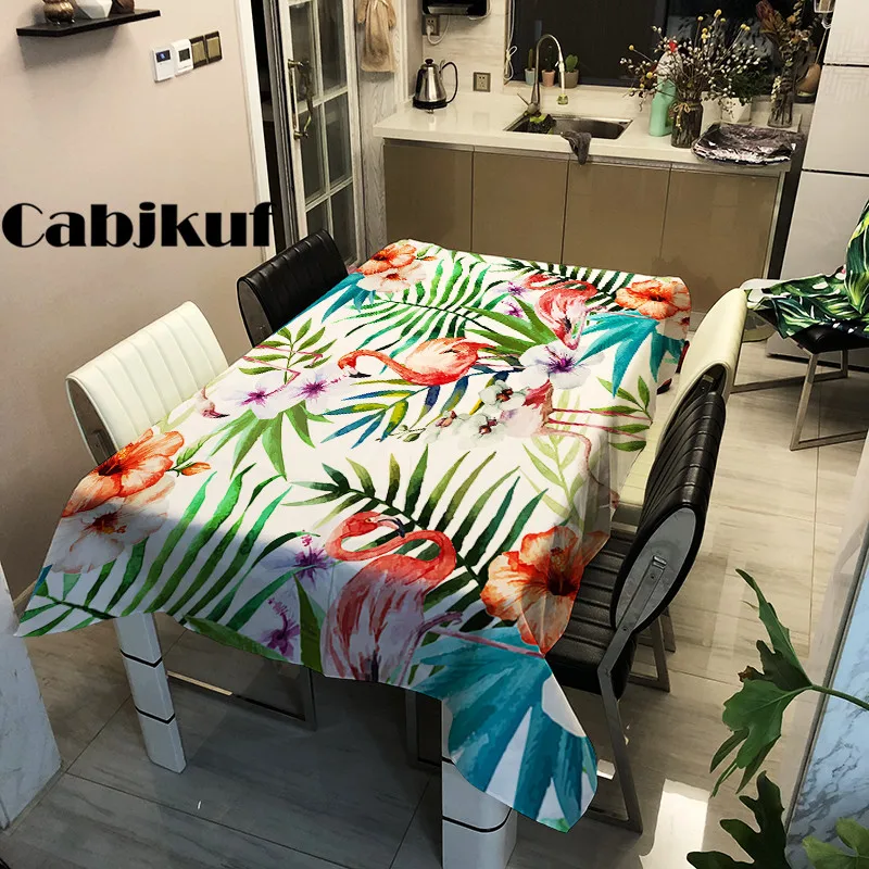 Растения Фламинго узор полиэстер ПВХ скатерти декоративные Home Decor Скатерти