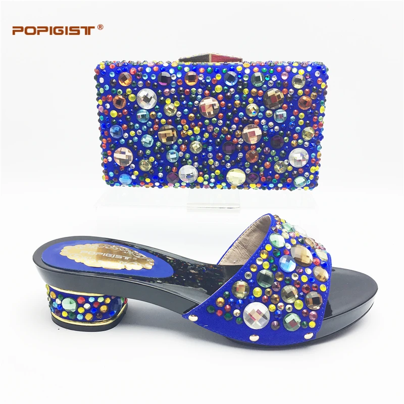 Свадебные женские Обувь и сумка в комплекте с блестящими стразами африканском