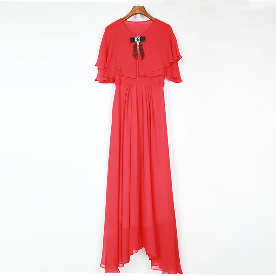 Женское длинное платье AELESEEN винтажное облегающее А силуэта с бантом из шифона