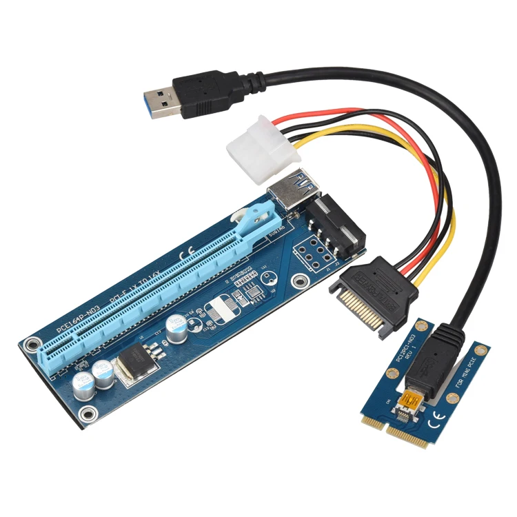 10 шт. мини PCIe к PCI e 16X Райзер SATA IDE Molex Питание USB 3 0 кабель 60 см для ноутбука внешняя