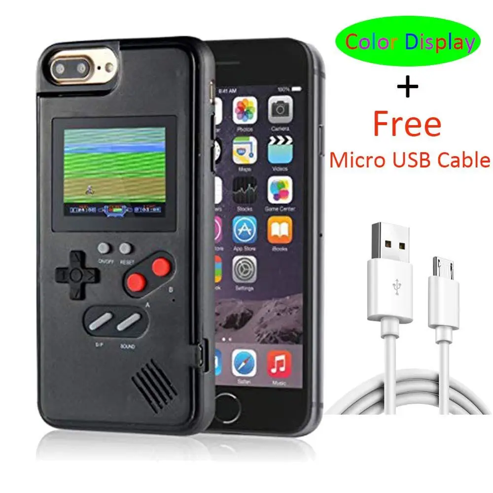 rechargeable full color display game phone case for iphone x xs max xr 6 7 8 plus handheld retro game protection cover boy gift free global shipping