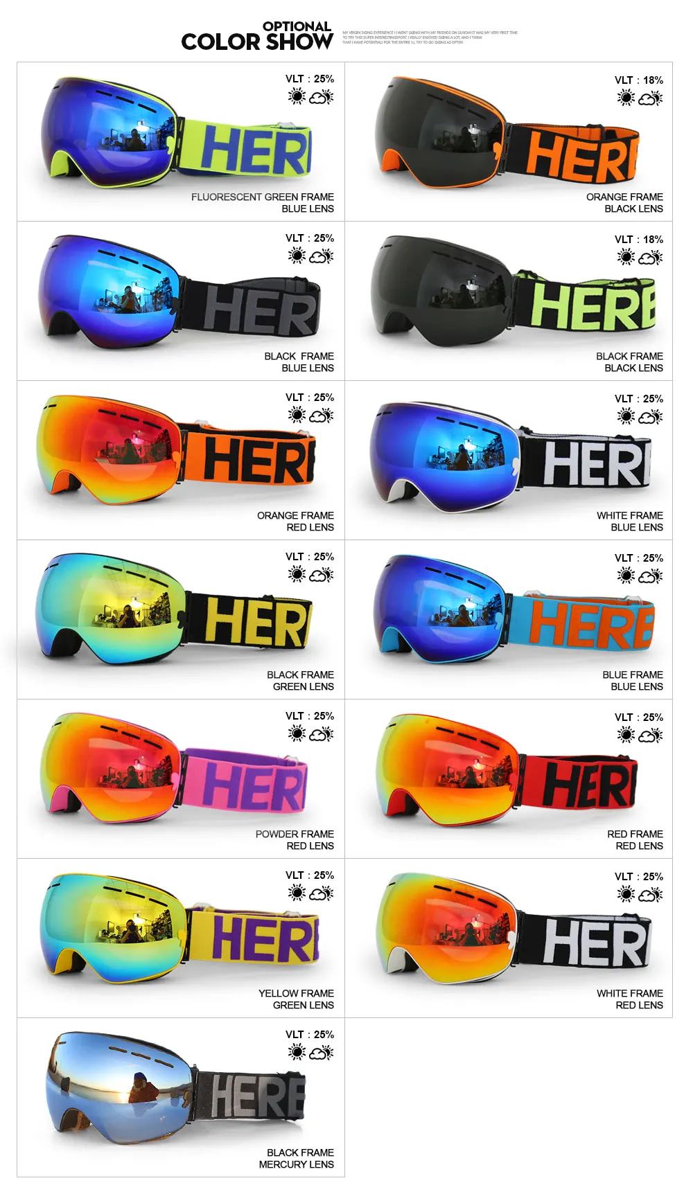 Новинка, HERBA, брендовые лыжные очки, двойные, UV400, анти-туман, большая Лыжная маска, очки для катания на лыжах, для мужчин и женщин, очки для сноуборда, HB3-2