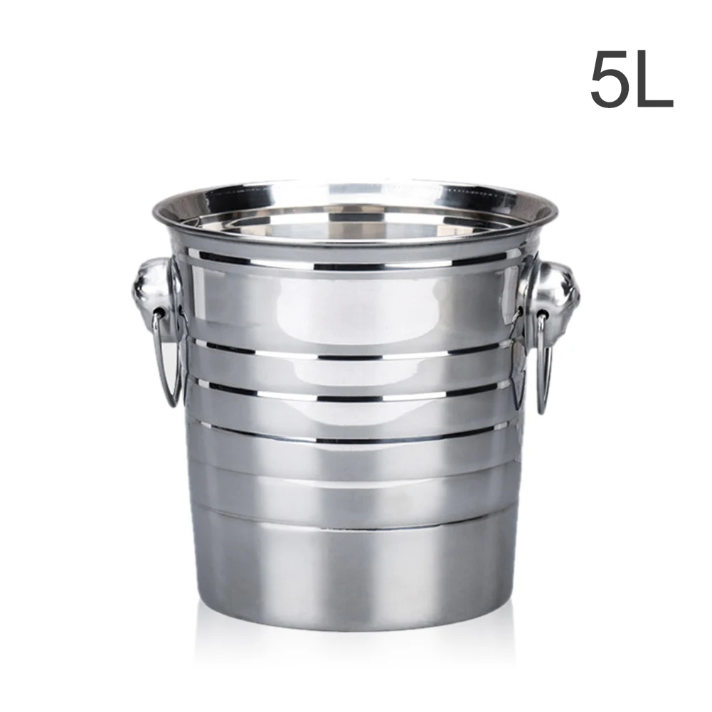 3L/5L/7L Высокое качество нержавеющая сталь ведро льда толстый держатель льда контейнер для бара вечерние бочки шампанского вина серебро