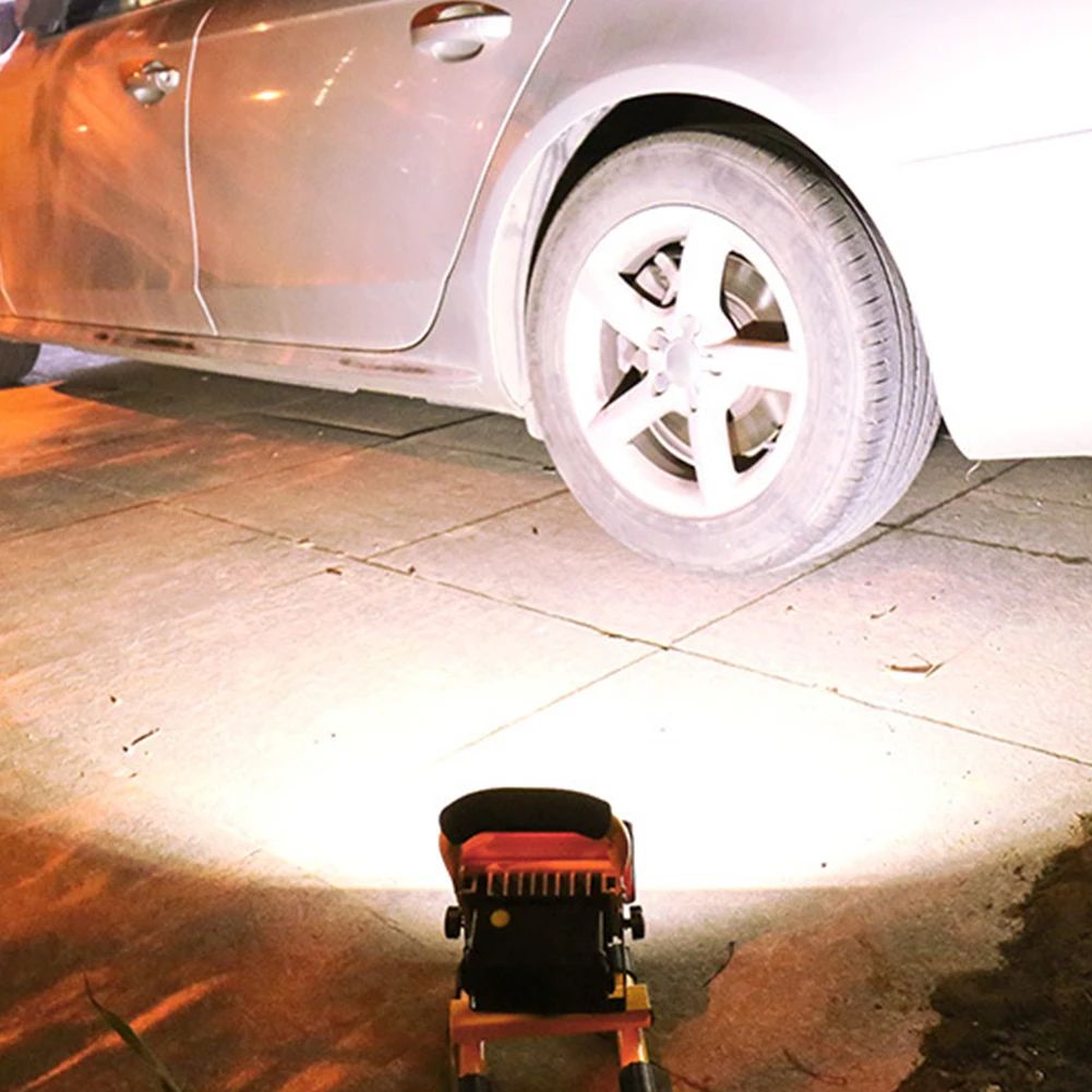 Portable 110V LED Flood Lawn Light Strong Searchlight Construction Site Move Miner's Lamp Red and Blue Flash Warning | Освещение