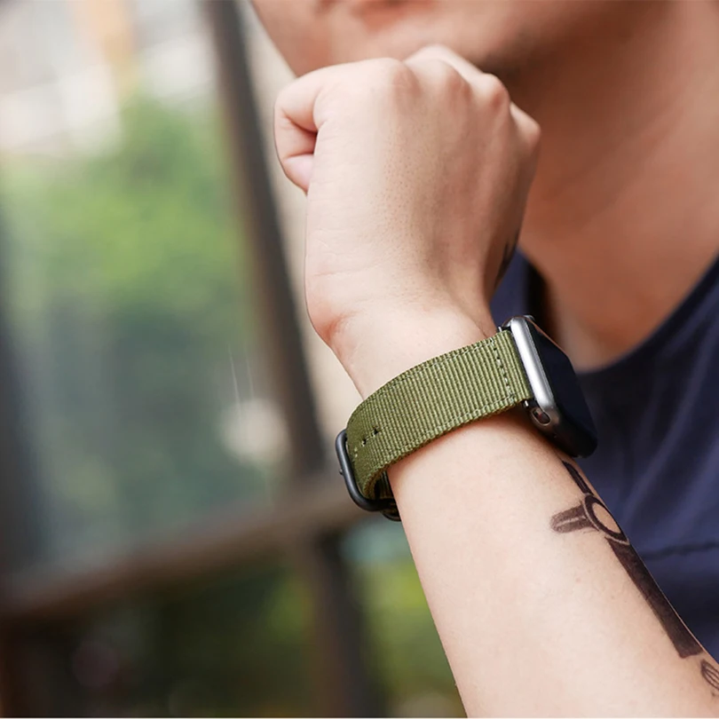 Тканый нейлоновый ремешок для часов 38/40 мм 42/44 серия 1 2 3 Iwatch Band Pulseira спортивный