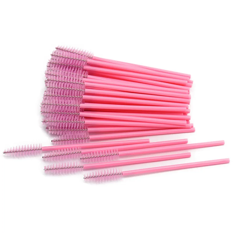 02 Pink 50pcs 50 шт., кисть для ресниц, цветные одноразовые палочки для туши, аппликатор, кисти для макияжа, наращивание ресниц, аксессуары для макияжа - Handle Color: 02 Pink 50pcs