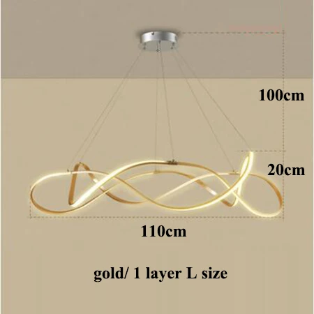 gold 110cm 1 layer Современный Диммируемый светодиодный светильник-люстра из алюминия для гостиной, светодиодные подвесные люстры, лампа для столовой, светодиодный подвесной светильник, светильники - Цвет абажура: gold 110cm 1 layer