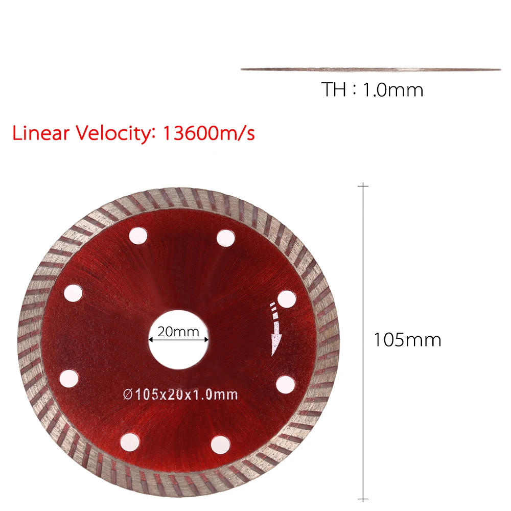 Алмазная режущая дисковая пила турбо алмазное лезвие 8 охлаждающих отверстий 20