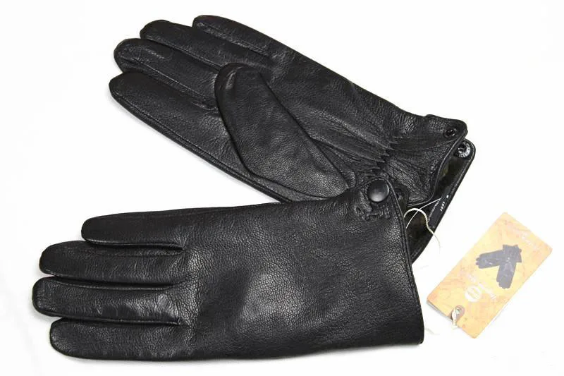 Guantes Eldiven кожаные перчатки мужские прямые стиль оленьей кожи толще имитация кролика подкладка Осень и Зима Холодная Теплая