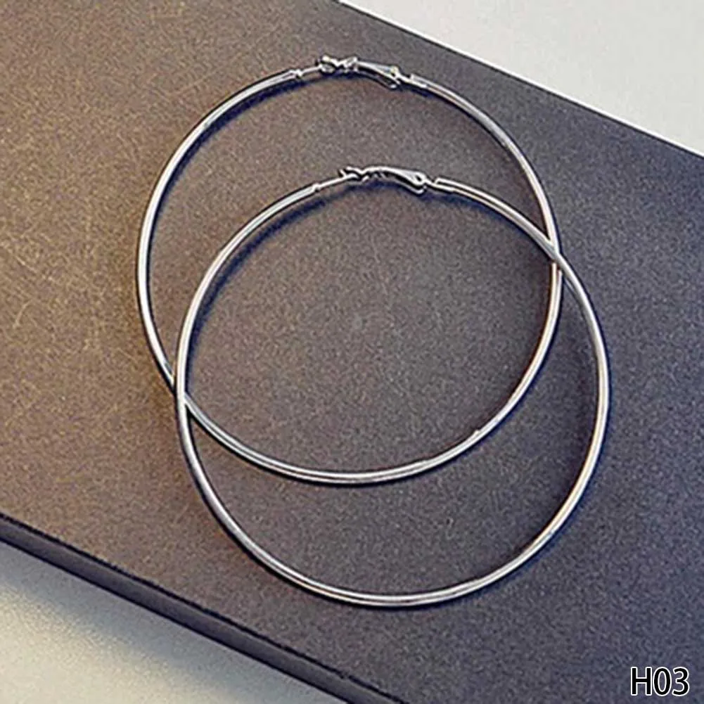 Серьги-кольца женские большие круглые золотистые/Серебристые в стиле ретро |
