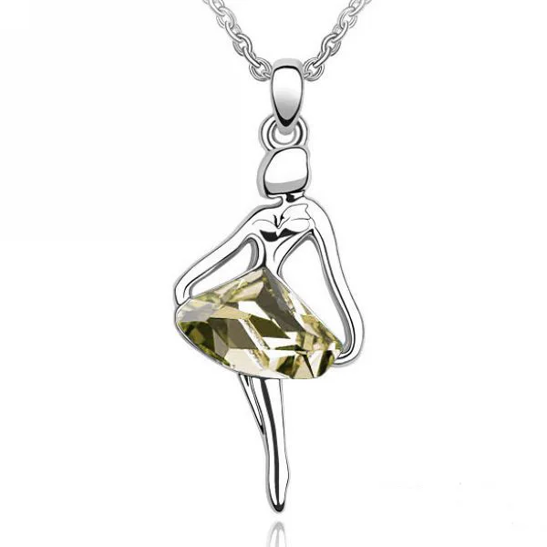 Ballet Dance Girl Pendants Necklace Crystal Angel necklaces Women Pendants&amp Necklaces Imitation Rhodium Plated | Украшения и