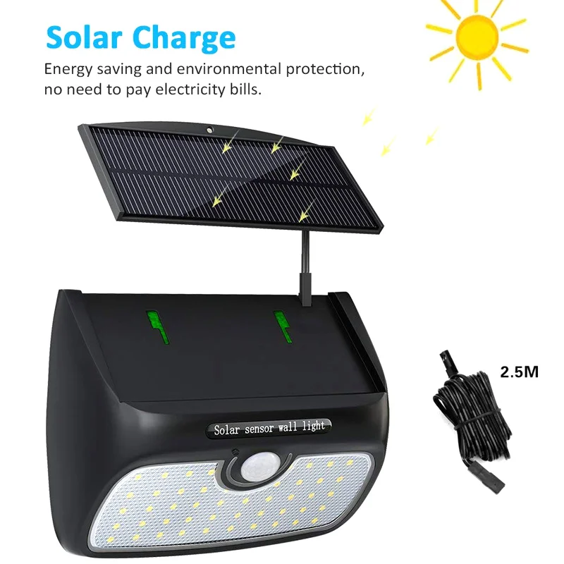 48 LED Солнечный Свет PIR датчик движения настенный светильник энергосберегающие