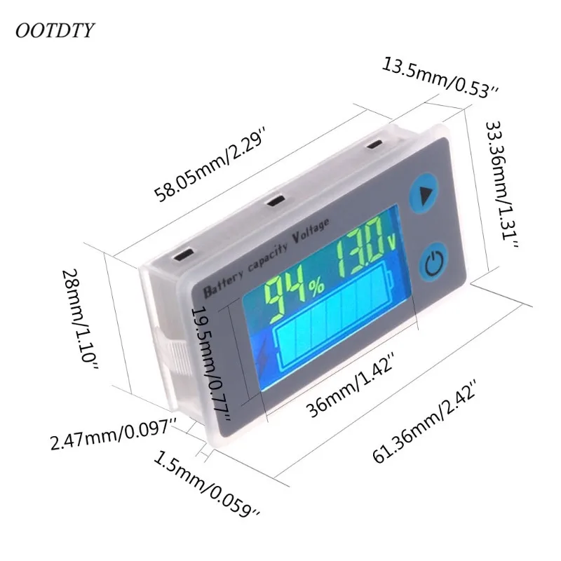 OOTDTY 10-100 в универсальный вольтметр емкости батареи тестер ЖК-дисплей Автомобильный свинцово-кислотный индикатор