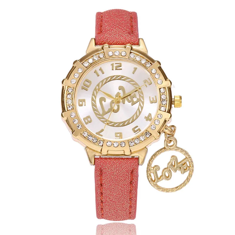 FUNIQUE женские брендовые кварцевые часы с кристаллами Love золотые цифрами для