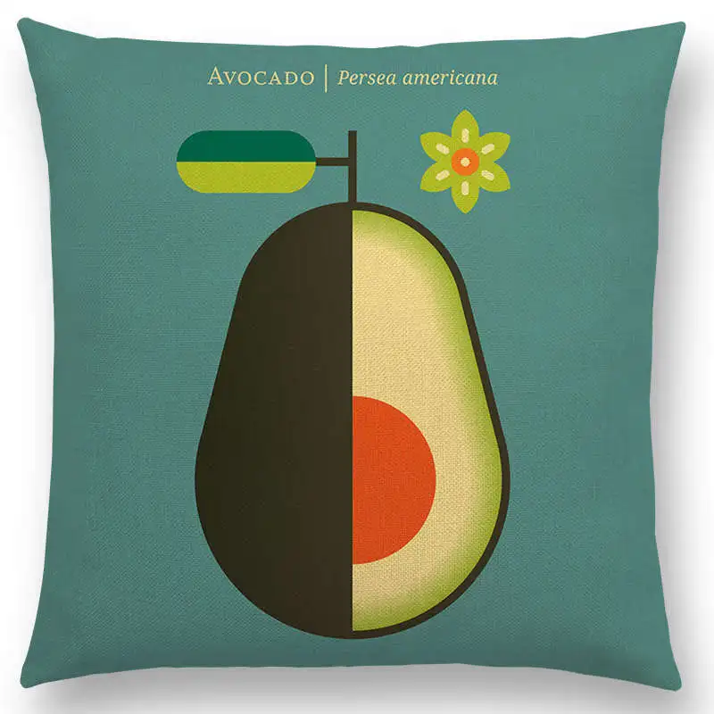 Чехол для подушки с изображением фруктов овощей лимона ананаса авокадо Blackberry