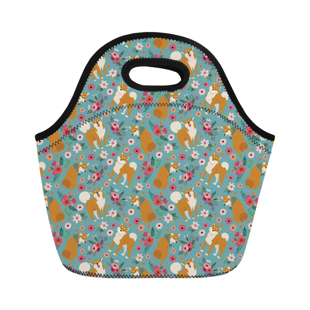 

FORUDESIGNS Neoprene Lunch Bag Shiba Inu 's illustration For Girls Thermal Lunchbox Kids Cooler Thermal Food Bags Lady Breakfast