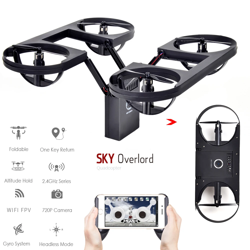 Квадрокоптер EBOYU TY6 складной 2 4 ГГц Wi Fi FPV 720P HD камера|drone altitude hold|one key returndrone |