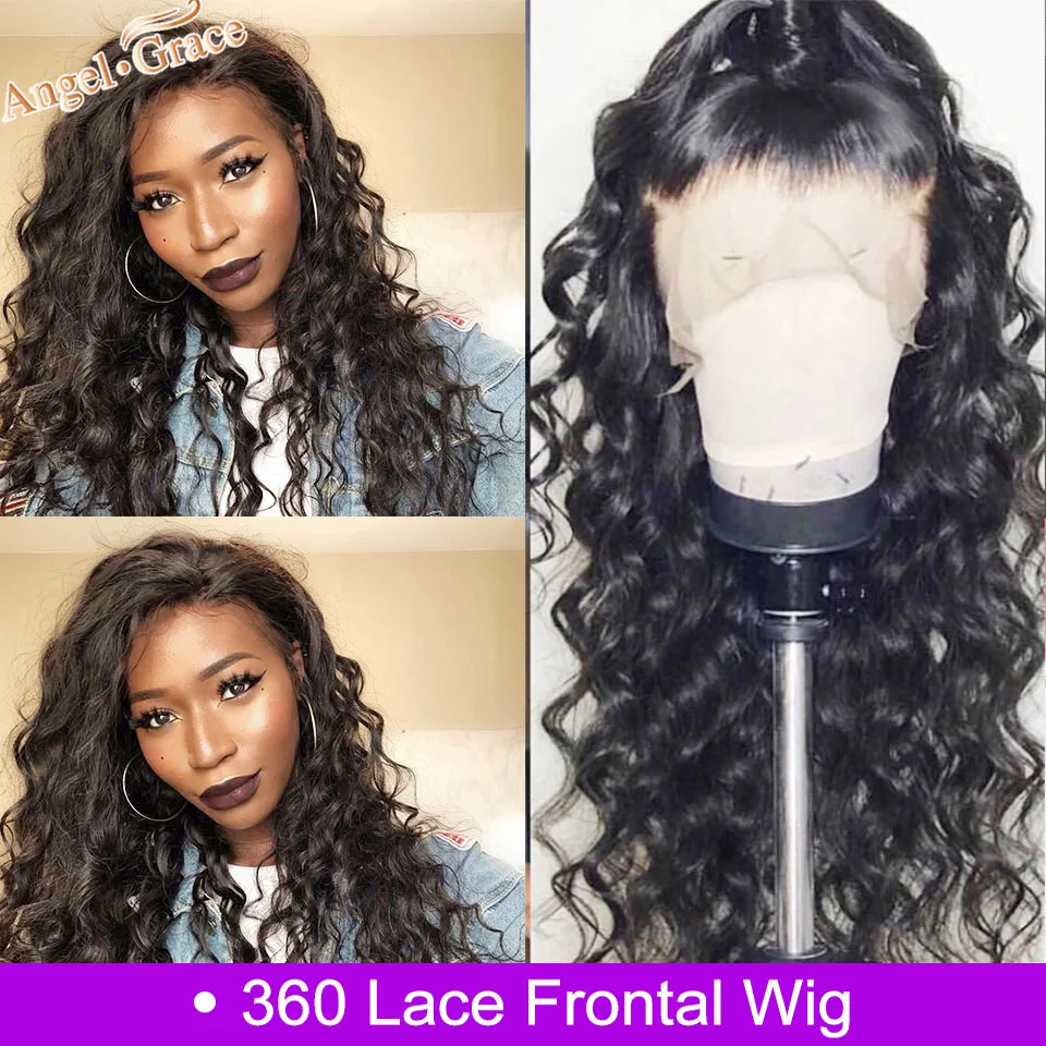 Angel Grace Hair 360, парики из натуральных волос, предварительно сорванные с волосами младенца, бразильские свободные, глубокая волна, фронтальные парики шнурка Remy