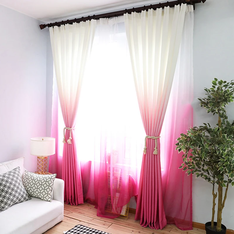 Плотные Шторы с градиентом розового и красного цветов для гостиной кухни тюлевые