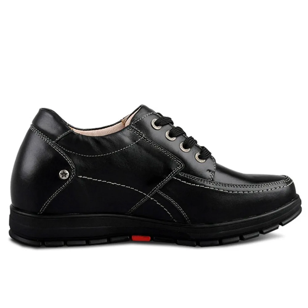 X577-2 Comfortable Black Calfskin Height Increasing Elevator Shoes in Hidden Insoles Heels Grow Man Taller 7CM Invisibly | Обувь