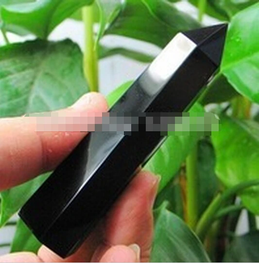 322 Натуральный Черный Обсидиан Камень Кварцевый Точка Исцеление (B0531) | Дом и сад