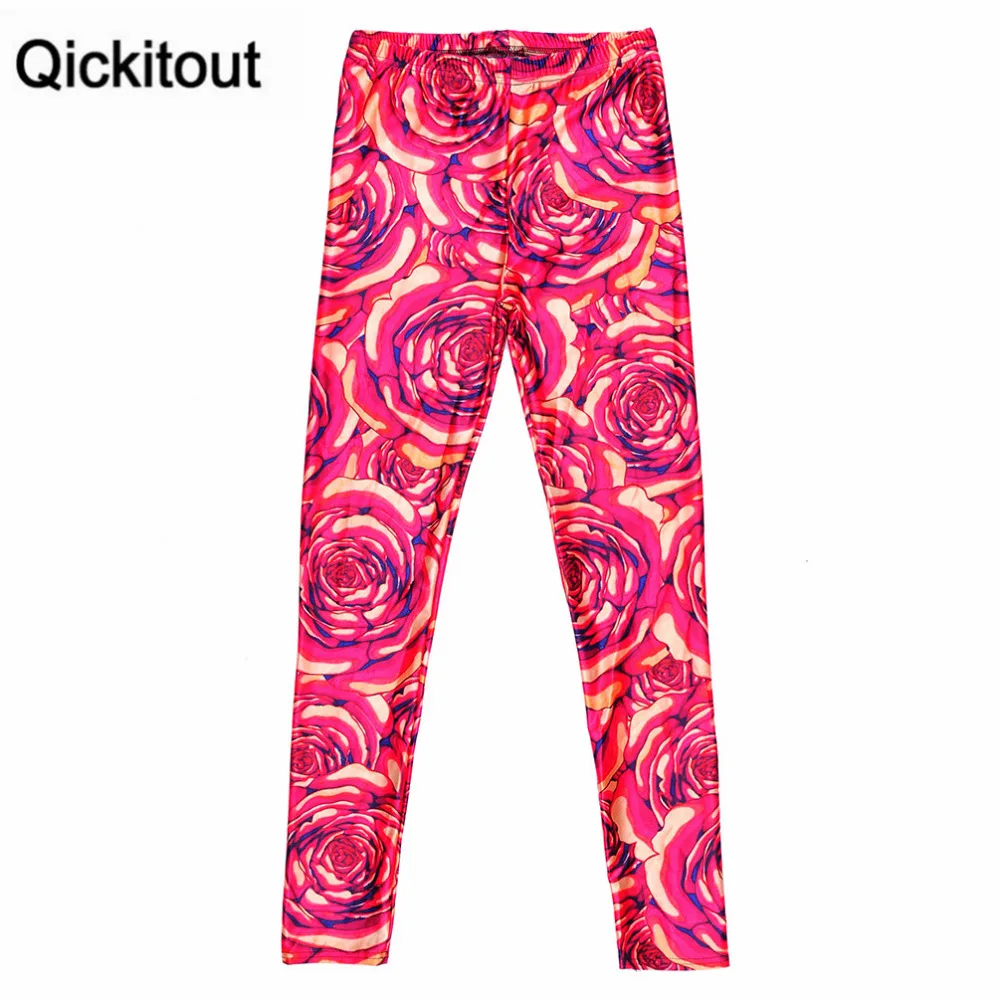 Qickitout оптовая продажа Леггинсы красные розы с Благородный Золотой