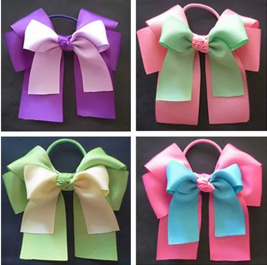 10 pcs 6&quot beautifulCheer Bows Cheerleading Bow Girl Elastic Band With Ponytail Hairbows Free Shipping | Аксессуары для одежды