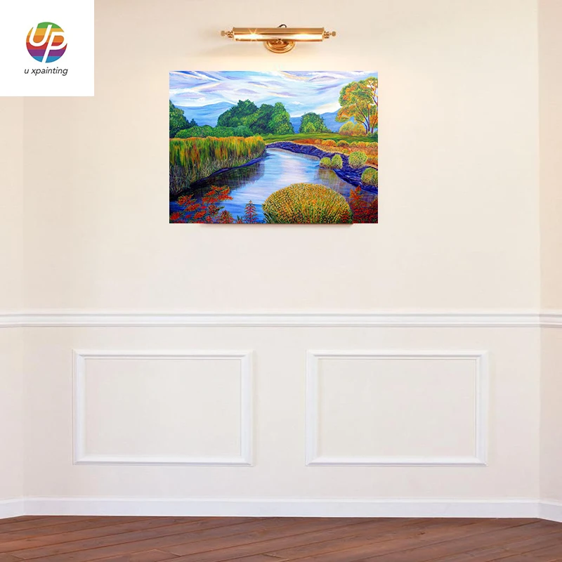 2016 Нью-Йорк озеро природный пейзаж река абстрактная настенная живопись маслом на